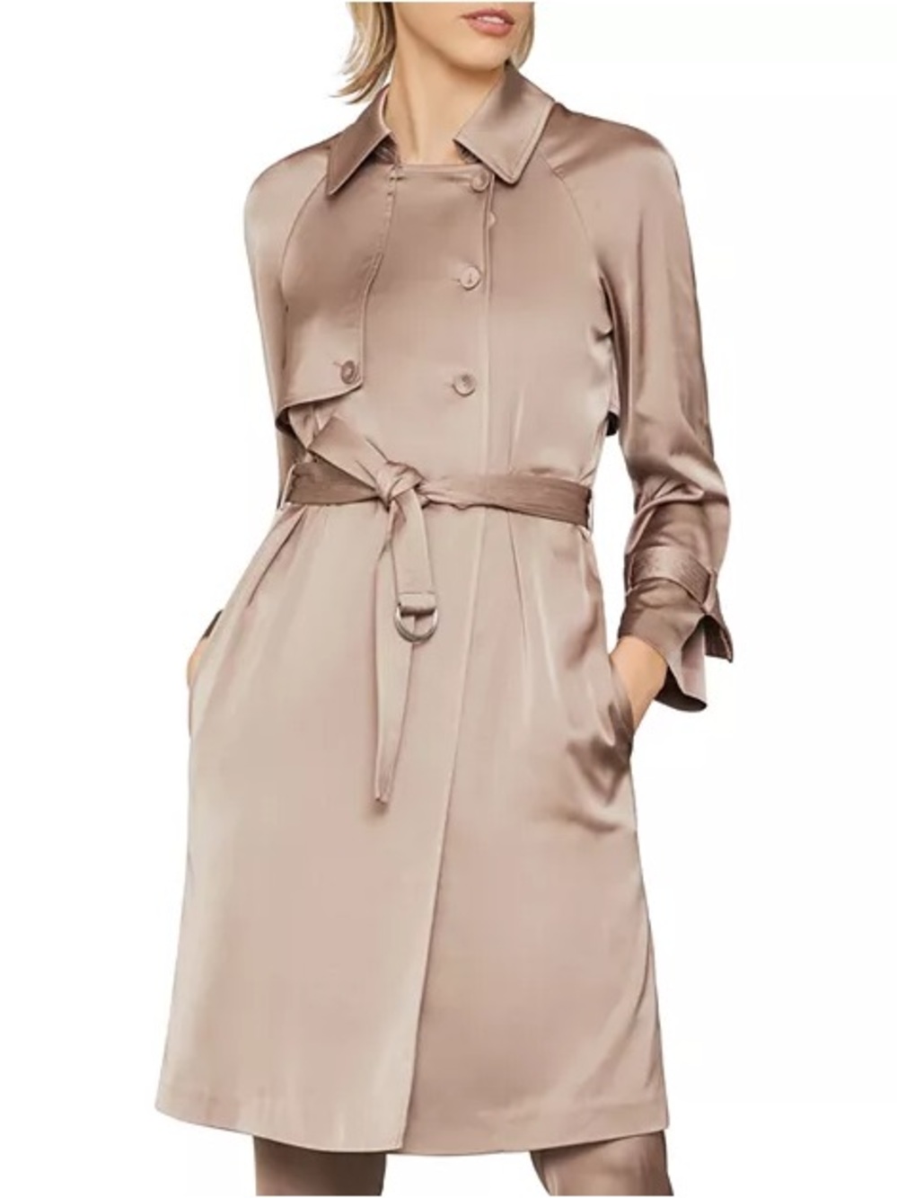 BCBGMaxAzria Silk-Blend Top in Taupe